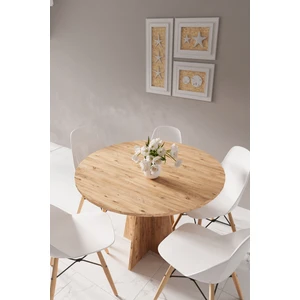 Modern Yuvarlak 100CM Yemek Masası-Mutfak Masası (Sandalyeler Temsilidir) Atlantik Çam Yuvarlakmasa,