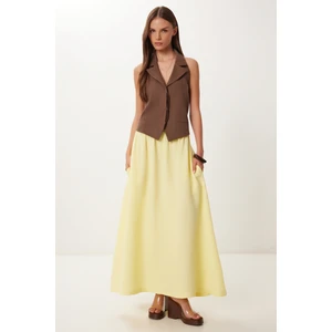 Happiness İstanbul Cepli Kloş Müslin Etek Sarı HBV0003