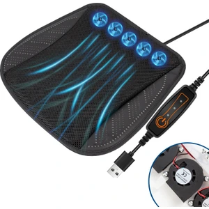 Drive Parts USB ile Çalışan Yaz Nefes Alabilir Araba Koltuk Minderi Dahili 5 Fanlı Koltuk Soğutma Matı-Siyah (Yurt Dışından)