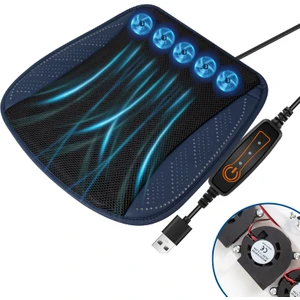 Drive Parts USB ile Çalışan Yaz Nefes Alabilen Araba Koltuğu Minderi Dahili 5 Fanlı Koltuk Soğutma Matı-Lacivert (Yurt Dışından)