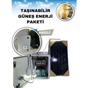 Taşınabilir Solar Güneş Enerjili Tv-3 Lamba ve USB Cep Telefonu Şarj Sistemi -50W PANEL+24AH Jel Akü+3 Lamba