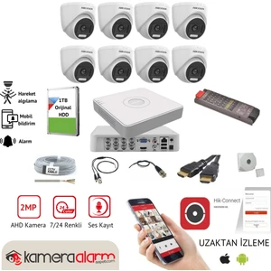 8 Kameralı Mikrofonlu Gece Gündüz Renkli İç Mekan AHD Kamera Seti