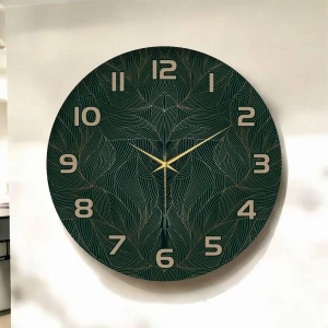 Renkli Baskı Desenli Sayılı Hediyelik Ahşap Sessiz Duvar Saati 45CM