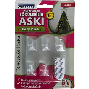 İz Bırakmadan Sökülebilir Askı Şeffaf 5 Li Eko Paket Max 1 Kg