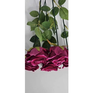 Yapay Kadife Gül 5 Adet Koyu Pembe 50 cm Vazodekor Gelin Çiçeği Ev Süsü