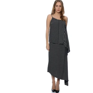 House Of Camellia Çok Renkli Çizgi Desenli Kadın Etek