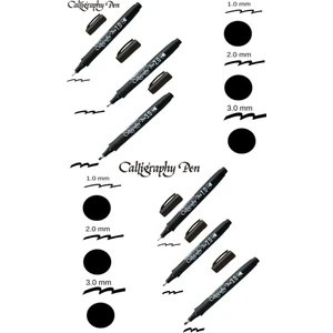 Artline Supreme Kaligrafi Kalemi 1.0 mm 2.0 mm 3.0 mm Siyah 6'lı Set