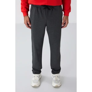 Tommy Life Antrasit Melanj Bağcıklı Cepli Standart Kalıp Klasik Paça Erkek Eşofman Alt - 84682
