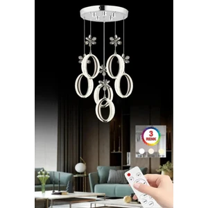 Istanbul Avize Zeus 6'lı Gümüş Kumandalı 3 Renk Ledli Modern LED Avize