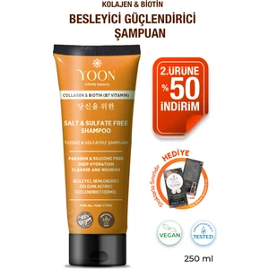 Sülfatsız ve Tuzsuz Şampuan, Kolajen Biotin B7 İçerikli Parabensiz, Nemlendirici Vegan Şampuan 250ml