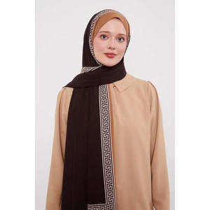A.kahve Labirent Desen Medine Ipeği Şal