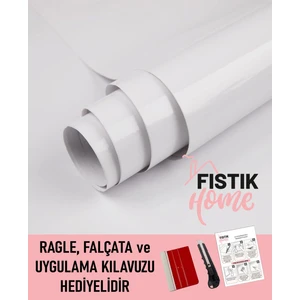 Parlak Beyaz Lake Yapışkanlı Folyo, 100  cm  x 10 Metre Mobilya, Masa, Dolap Kaplama Folyosu No: 2012