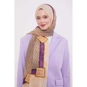 Mor Benek Desen Pamuk Şal
