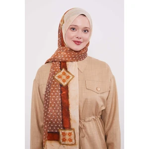 Kiremit Benek Desen Pamuk Şal