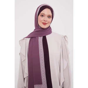 Mor Labirent Desen Medine Ipeği Şal
