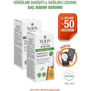 2'li Set 7 Aktifli Biberiyeli Saç ve Saç Derisi Serumu, Hızlı Uzama, Dökülmelere Karşı 50 ml x 2 adet