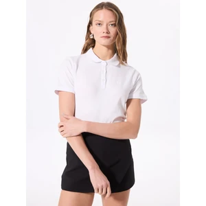 Polo Yaka  Basic Düz Beyaz Kadın T-Shirt  -  DEEP