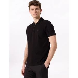 Polo Yaka Düz Siyah Erkek T-Shirt LEGOLAS Y