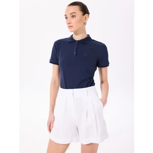 Polo Yaka  Basic Düz Lacivert Kadın T-Shirt  -  DEEP