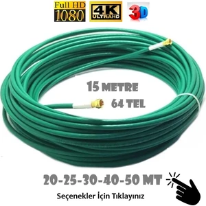 15 Metre 64 Tel Rg6/u4 Gold Uçlu Anten Kablosu 3D 4K Fullhd 1080 Tak Kullan - Yeşil