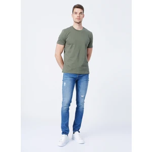 Düşük Bel Slim Fit Mavi Erkek Denim Pantolon 5156