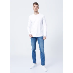 Düşük Bel Slim Fit Düz Mavi Erkek Denim Pantolon - 5159