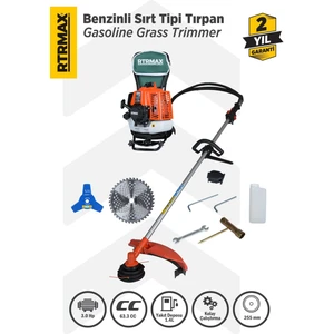RTM9640 Benzinli Sırt Tipi Tırpan 63Cc 3.0Hp (Tırpan Bıçağı,Misina Başlığı,Tırpan Testeresi Hediye)