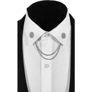 Yıldız Kabartmalı Gümüş Gri Renginde Metal Gömlek Yaka Iğnesi Yaka Zinciri