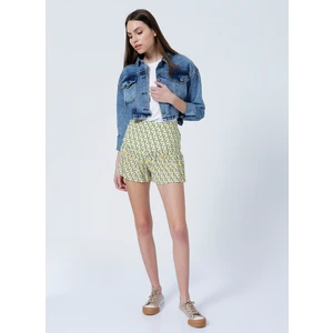 Şort, Xl, Sarı - Beyaz