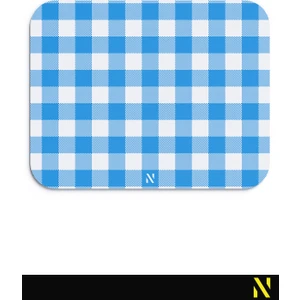 Mavi Ekose Pötikare Desenli Ergonomik Mouse Pad - 23 x 19 cm - Kaymaz Taban Ev ve Ofis Kullanımı Fare Altlığı Mousepad