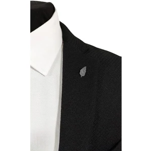 Yaprak Figürlü Koyu Gümüş Gri Renginde Metal Ceket Yaka Iğnesi Yaka Broşu