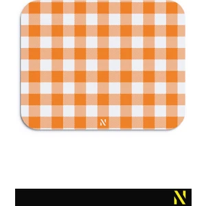Turuncu Ekose Pötikare Desenli Ergonomik Mouse Pad - 23 x 19 cm - Kaymaz Taban Ev ve Ofis Kullanımı Fare Altlığı Mousepad