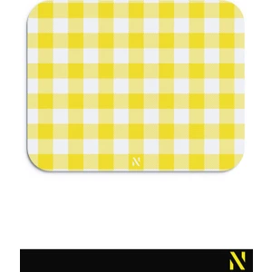 Sarı Ekose Pötikare Desenli Ergonomik Mouse Pad - 23 x 19 cm - Kaymaz Taban Ev ve Ofis Kullanımı Fare Altlığı Mousepad