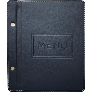 A5 - 5 Yapraklı Deri Menü Kabı - 23X15 cm (Siyah)
