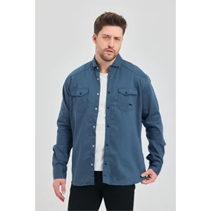 Slim Fit Çift Cepli Çıtçıtlı  Dar Kalıp Pamuklu Kot Gömlek