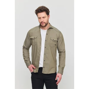 Slim Fit Çift Cepli Çıtçıtlı  Dar Kalıp Pamuklu Kot Gömlek