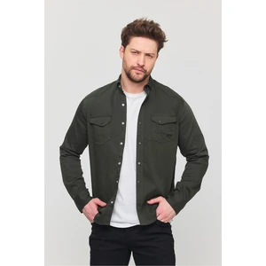 Slim Fit Çift Cepli Çıtçıtlı  Dar Kalıp Pamuklu Kot Gömlek