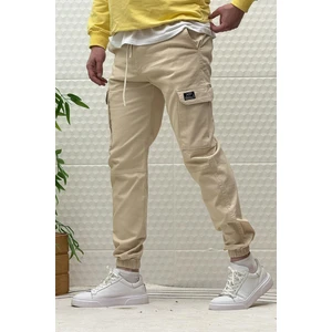 Erkek Beli Lastikli Likralı Kargo Cepli Gabardin Pantalon