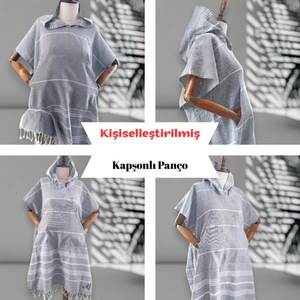 Kişiye Özel Isim Nakışlı Kapüşonlu Çocuk Pançosu – Yazı ile Tasarım