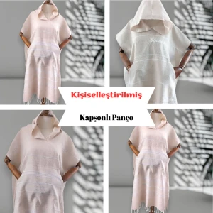 Kişiye Özel Isim Nakışlı Kapüşonlu Çocuk Pançosu – Yazı & Monogram Tasarım