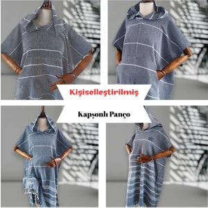 Kişiye Özel Isim Nakışlı Kapüşonlu Çocuk Pançosu 