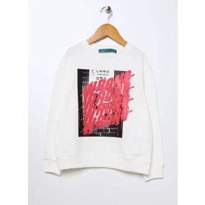 Funky Rocks Baskılı Kız Çocuk Ekru Sweatshirt Prg-02