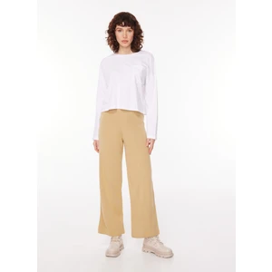 Fabrika Comfort Lastikli Bel Geniş Fit Bej Kadın Pantolon Cm-Melonı