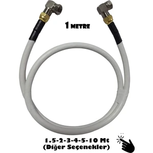 1 Metre L Tipi F Konnektörlü 90 Derece Çevirmeli Hazır Anten Uydu Kablosu Hazır Tak Kullan