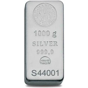 1000 Gram Sertifikalı Külçe Gümüş (999.9)