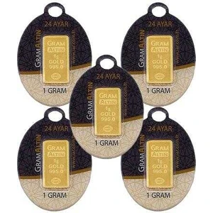 AgaKulche 1 Gram Altın 5 Adet (995) 24 Ayar Külçe Altın