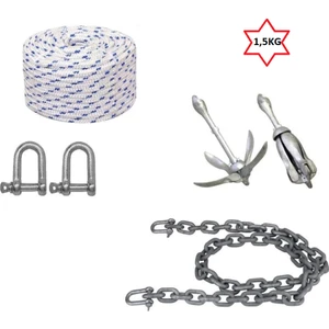 Ocean Marine Tekne ve Şişme Bot Için Hazır Çapa ,çıpa Seti 1,5KG