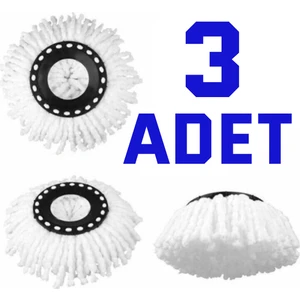 3 Adet Döner Başlıklı Mop Yedeği Mikrofiber Döner Paspas Yedek