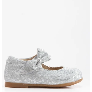 Doria Kız Bebek Soft Tabanlı Gümüş Desenli Babet AB1001-16