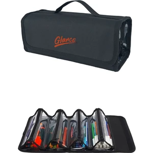 4 Bölümlü Siyah Kalem Çantası Kulplu Pratik Tasarım ve Hafif Kullanım